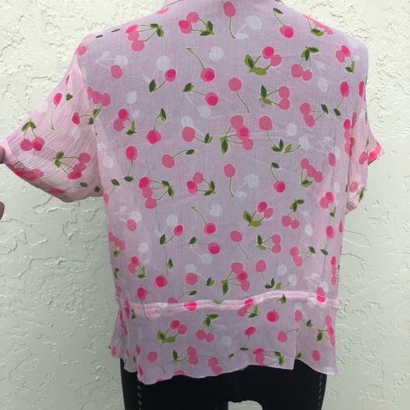 Rafaella silk pink berry crop button down blouse - Picture 10 of 11